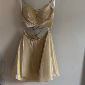 ellie wilde Metallic Gold Two-Piece Set